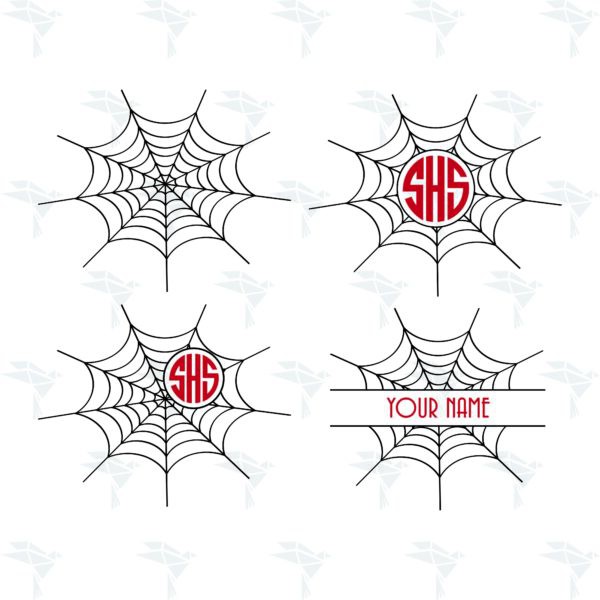 Spider Web Monogram Svg Png Dxf