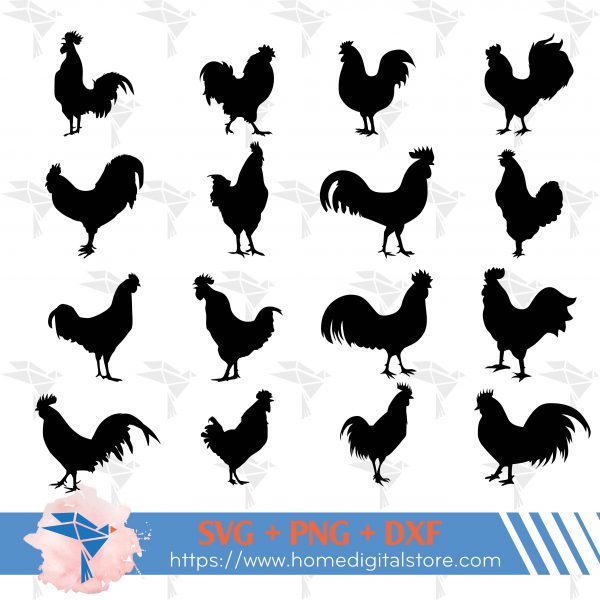 Rooster Silhouette Svg Png Dxf