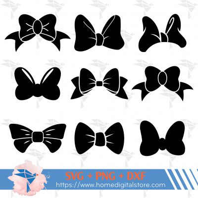 Bow Outline SVG, PNG, DXF for Cutting, Printing, Designing or more