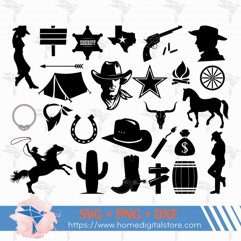 Cowboy Silhouette Svg, Png, Dxf