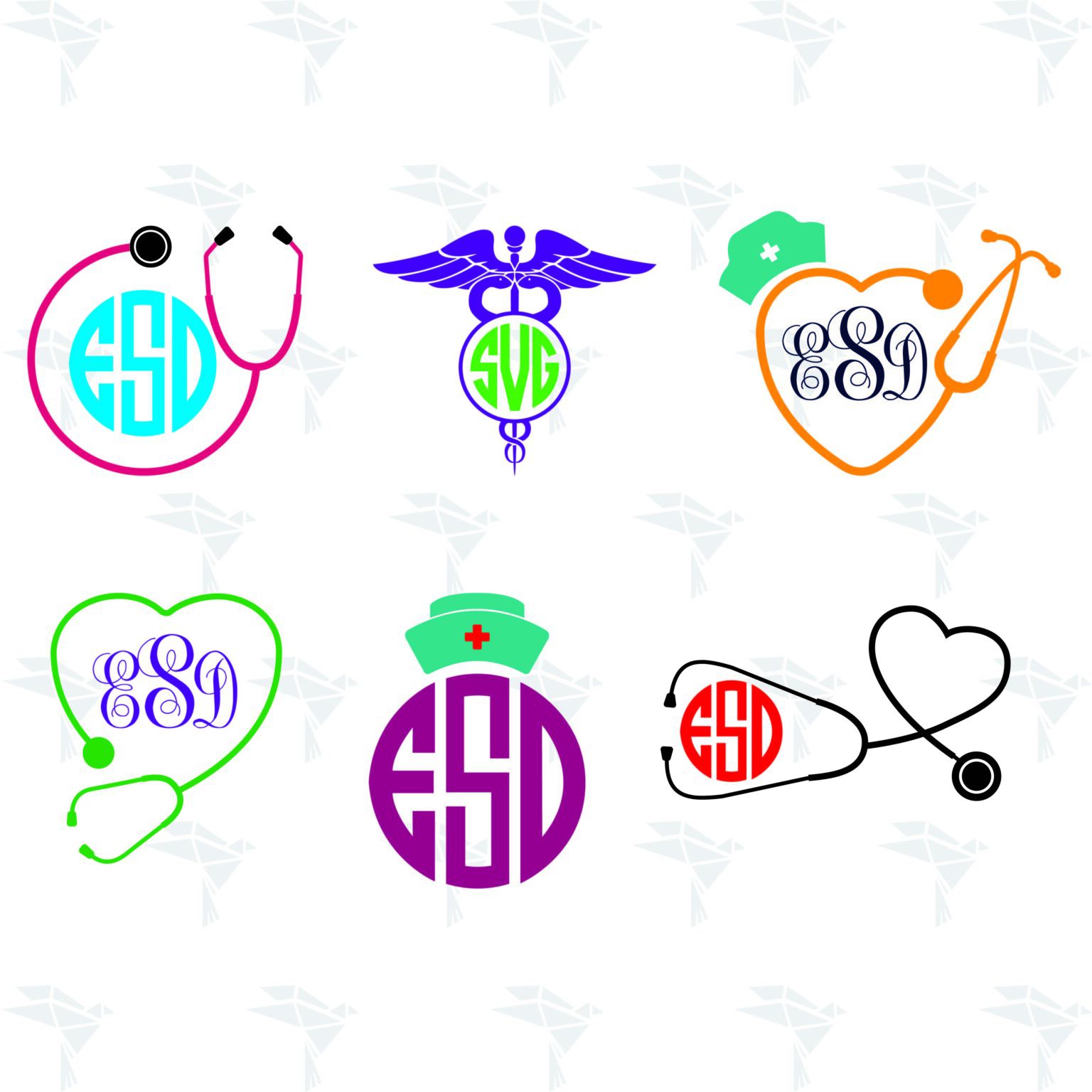 Nurse Monogram SVG, PNG, DXF for Cutting, Printing, Designing or more