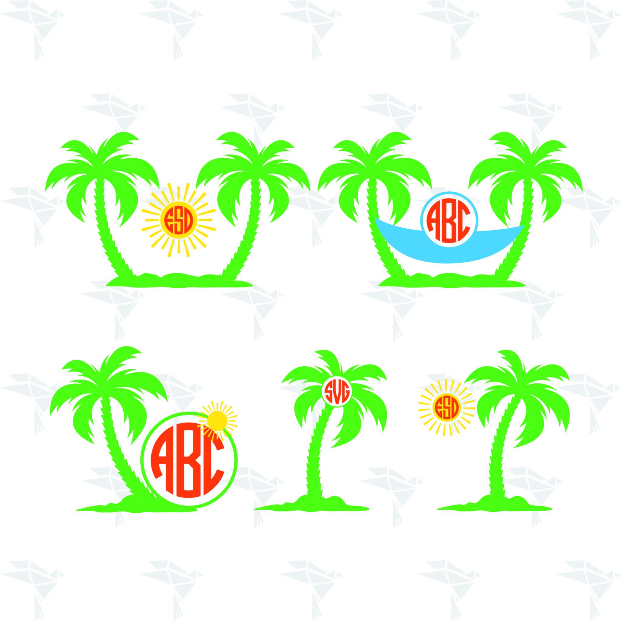 Palm Tree Monogram SVG, PNG for Cutting, Printing, Designing or more