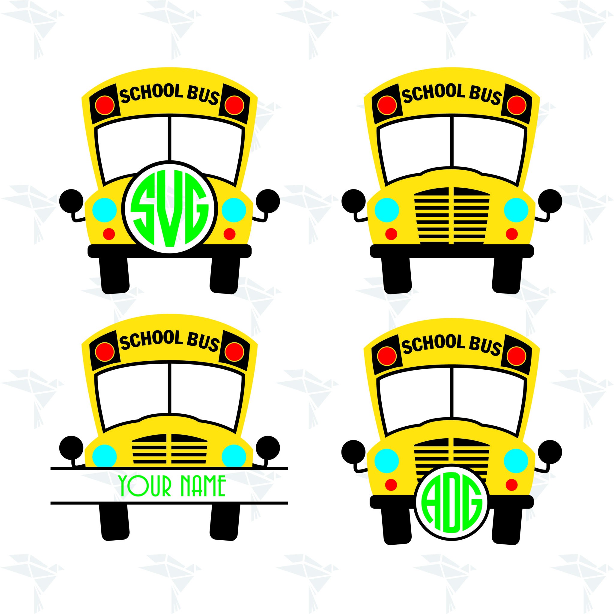 School Bus Monogram SVG, PNG for Cutting, Printing, Designing or more