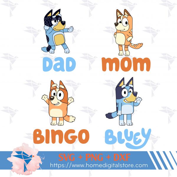 Bluey Family SVG, PNG, DXF