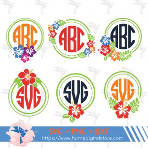 Hibiscus Monogram SVG, PNG, DXF