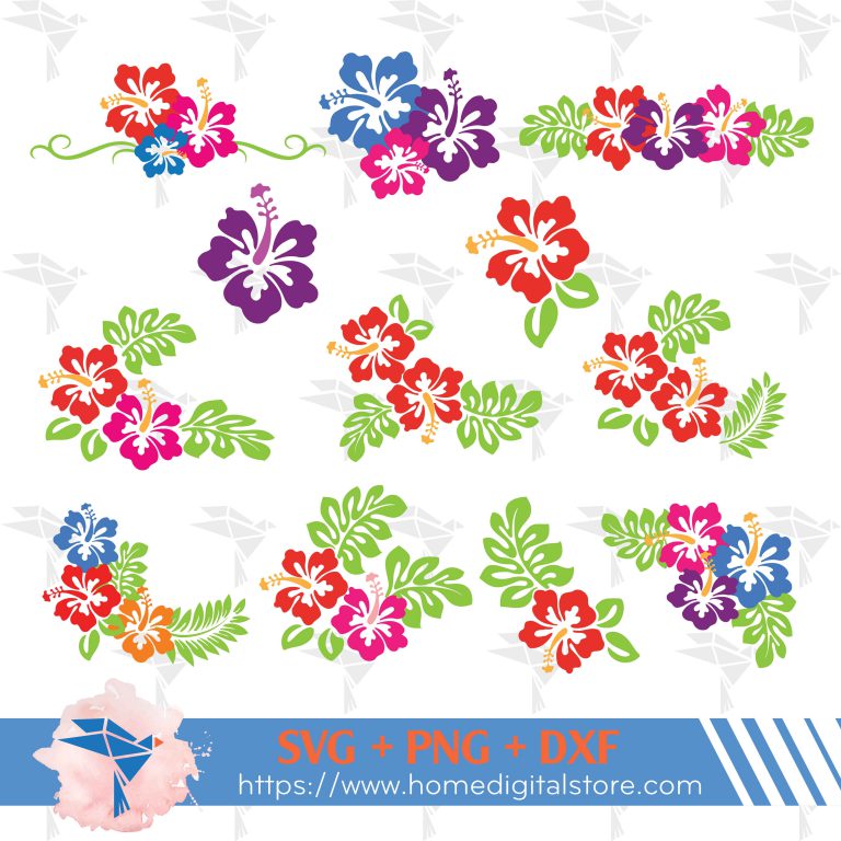 Hibiscus SVG, PNG, DXF