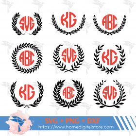 Laurel Wreath Monogram SVG, PNG, DXF