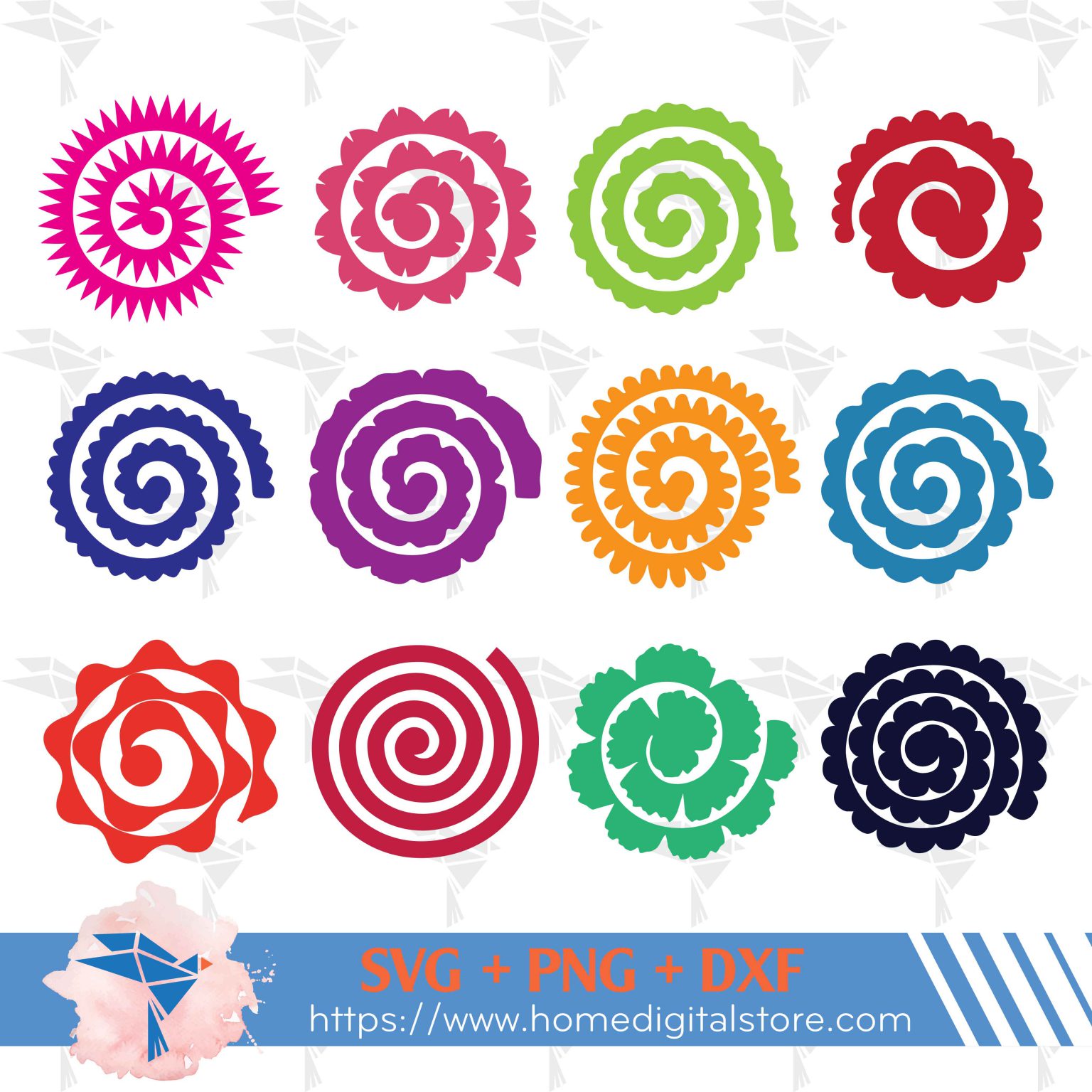 Rolled Flower SVG, PNG, DXF