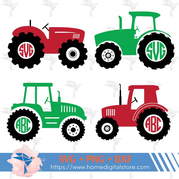 Tractor Monogram SVG, PNG, DXF