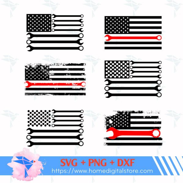 Mechanic Wrench American Flag