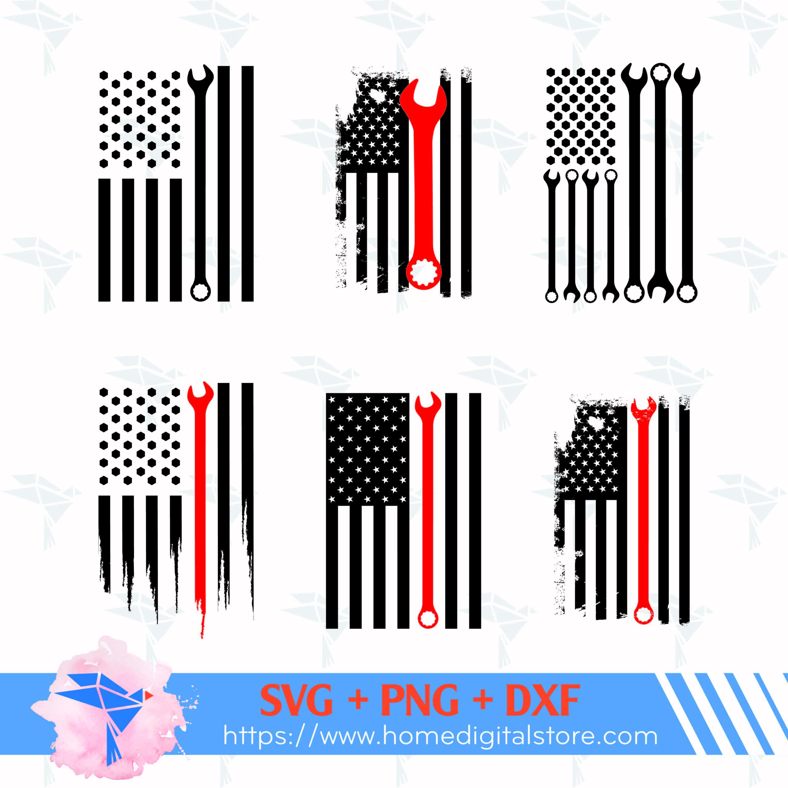 Download Wrench Us Flag Svg Png Dxf For Cutting Printing Designing Or More