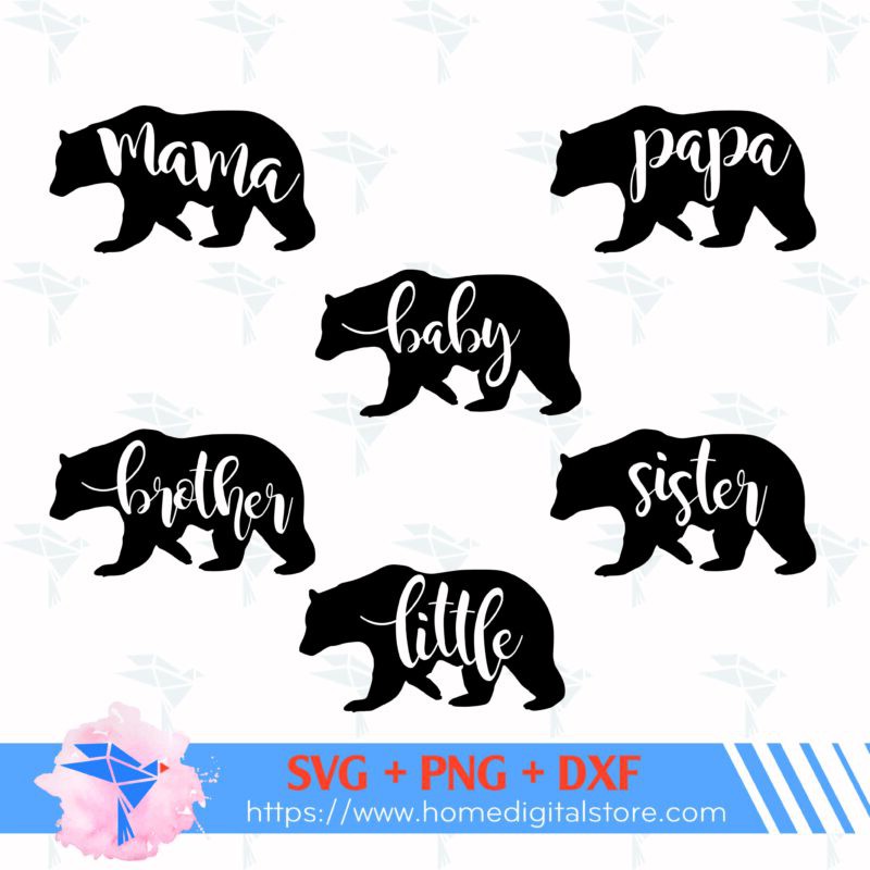 Bear Family SVG, PNG, DXF