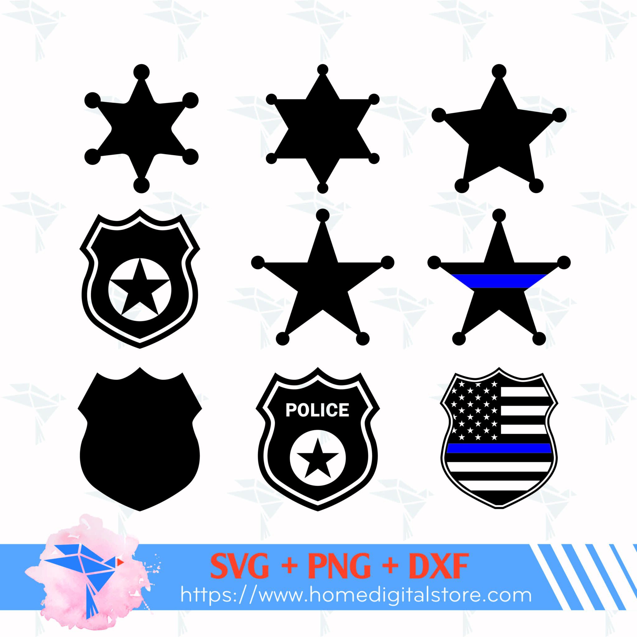 Police Badge SVG, PNG, DXF