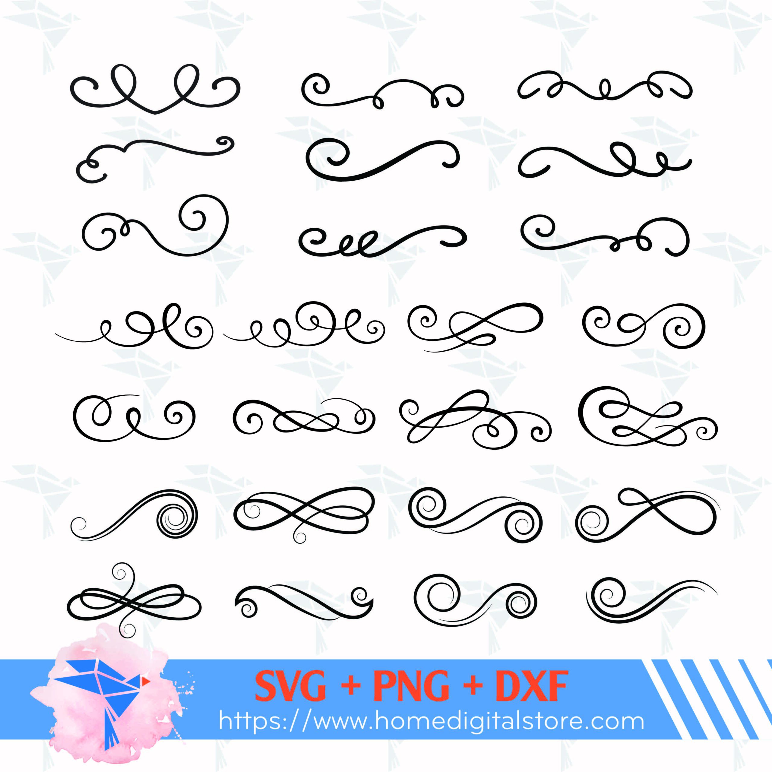 Flourish Svg Swirl Svg Swirl Clipart Swirl Caligraphy Svg Png Dxf