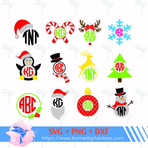 Christmas Monogram SVG, Christmas SVG, Christmas Cut Files