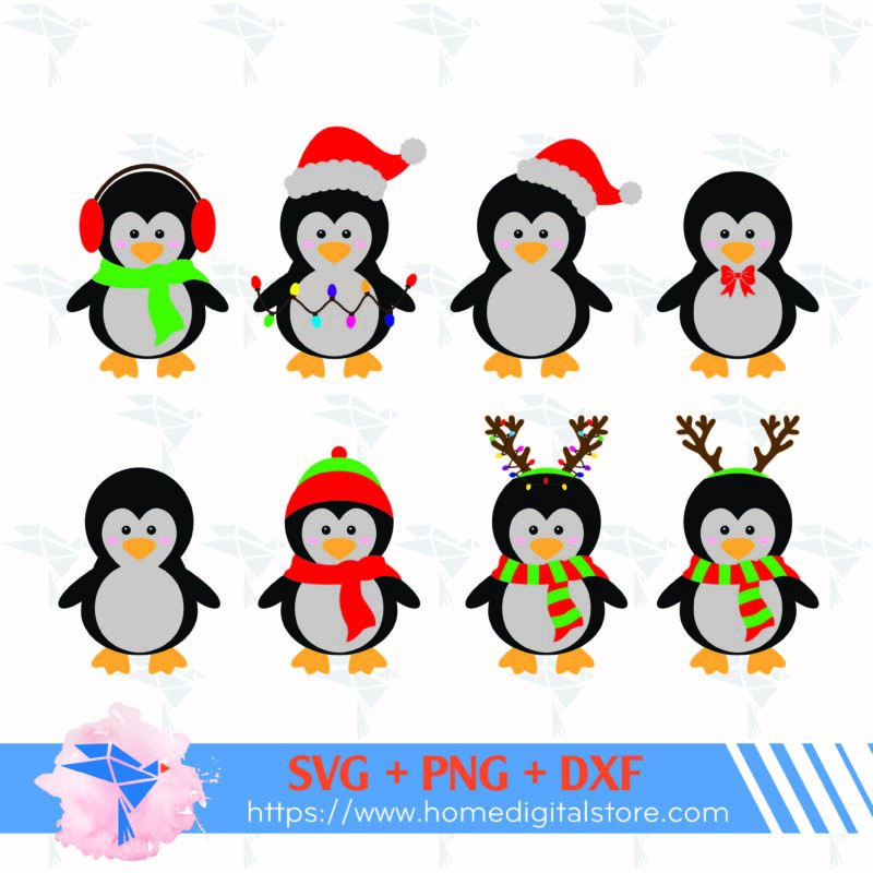 Penguin Christmas SVG, PNG, DXF