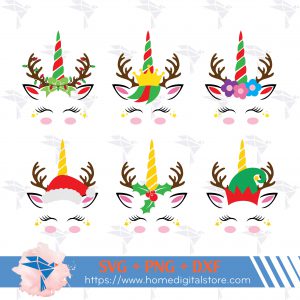 Unicorn Head Christmas Rgb 01