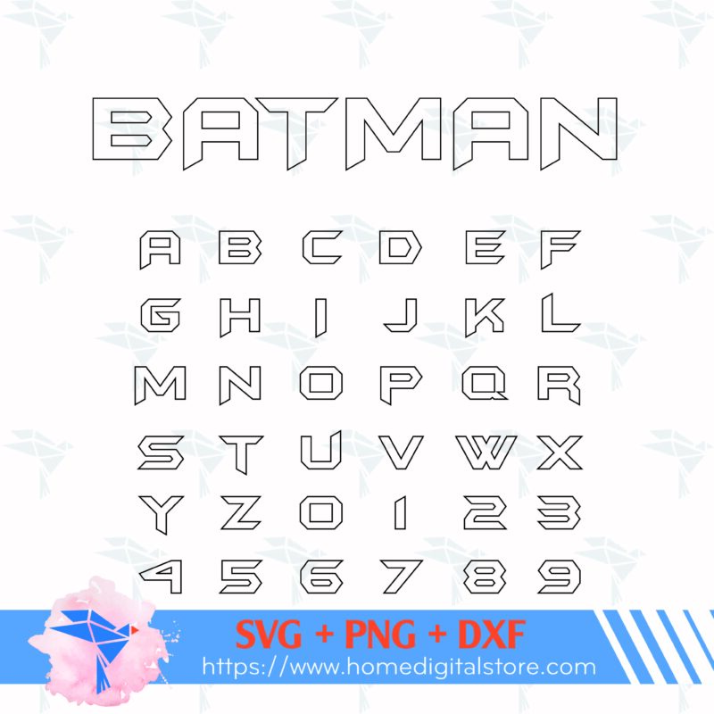 Batman Outline Font SVG, PNG for Cutting, Printing, Designing or more