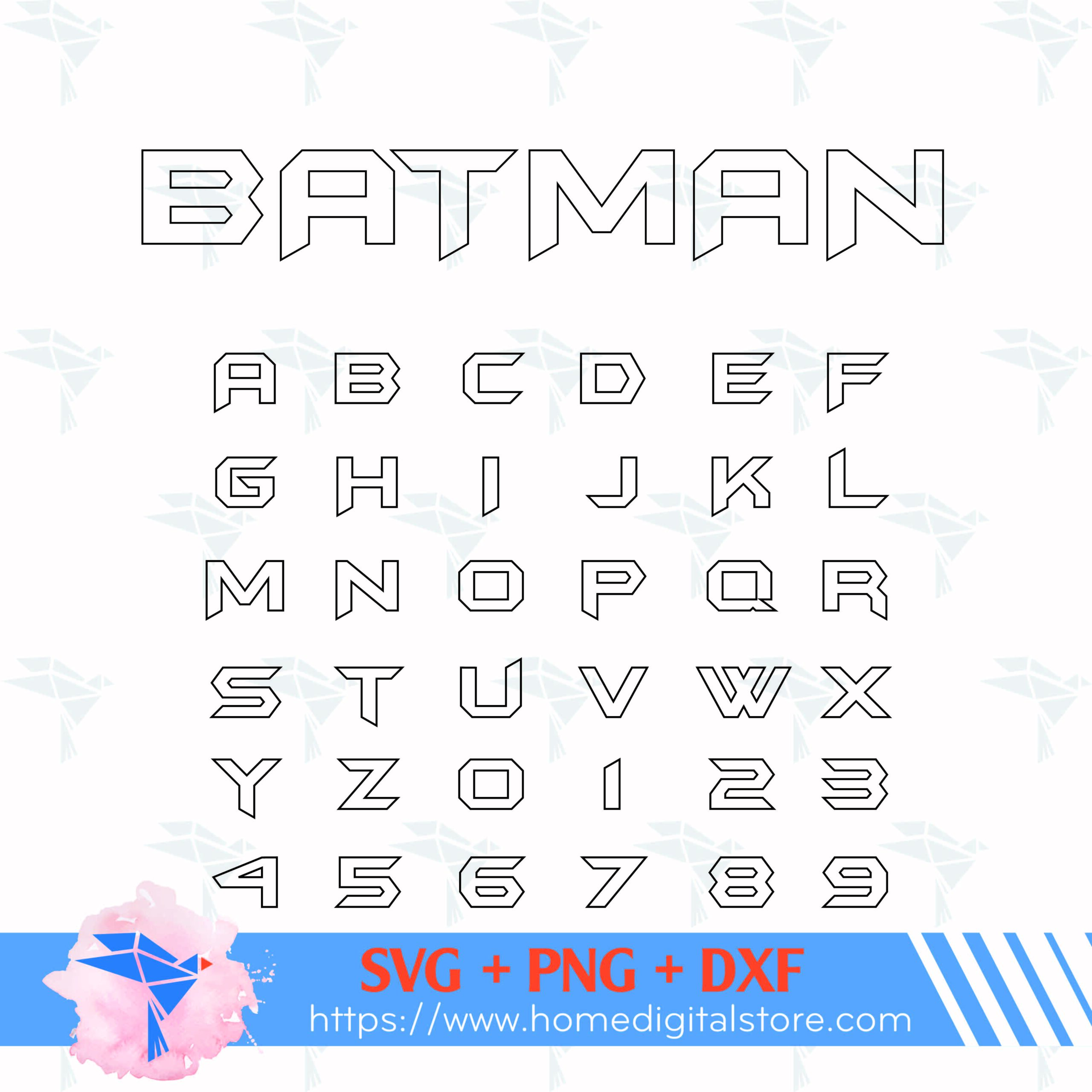 Batman Outline Font SVG, PNG for Cutting, Printing, Designing or more