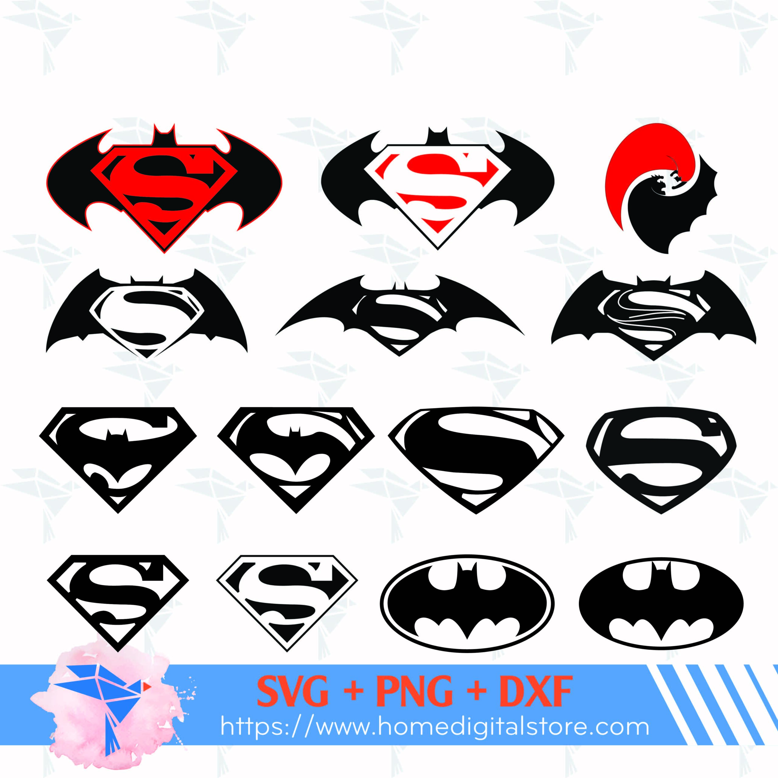 Batman And Superman Logo SVG, PNG, DXF