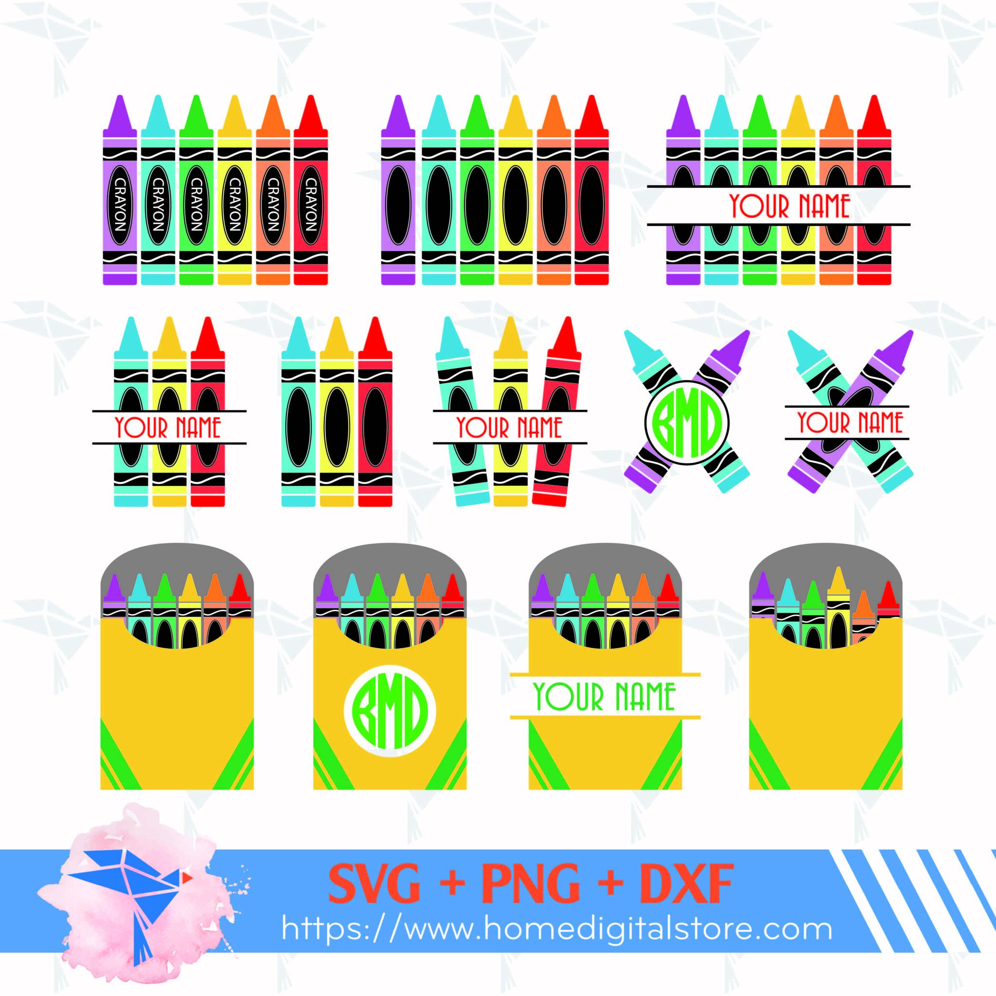 Crayon Monogram SVG, PNG, DXF