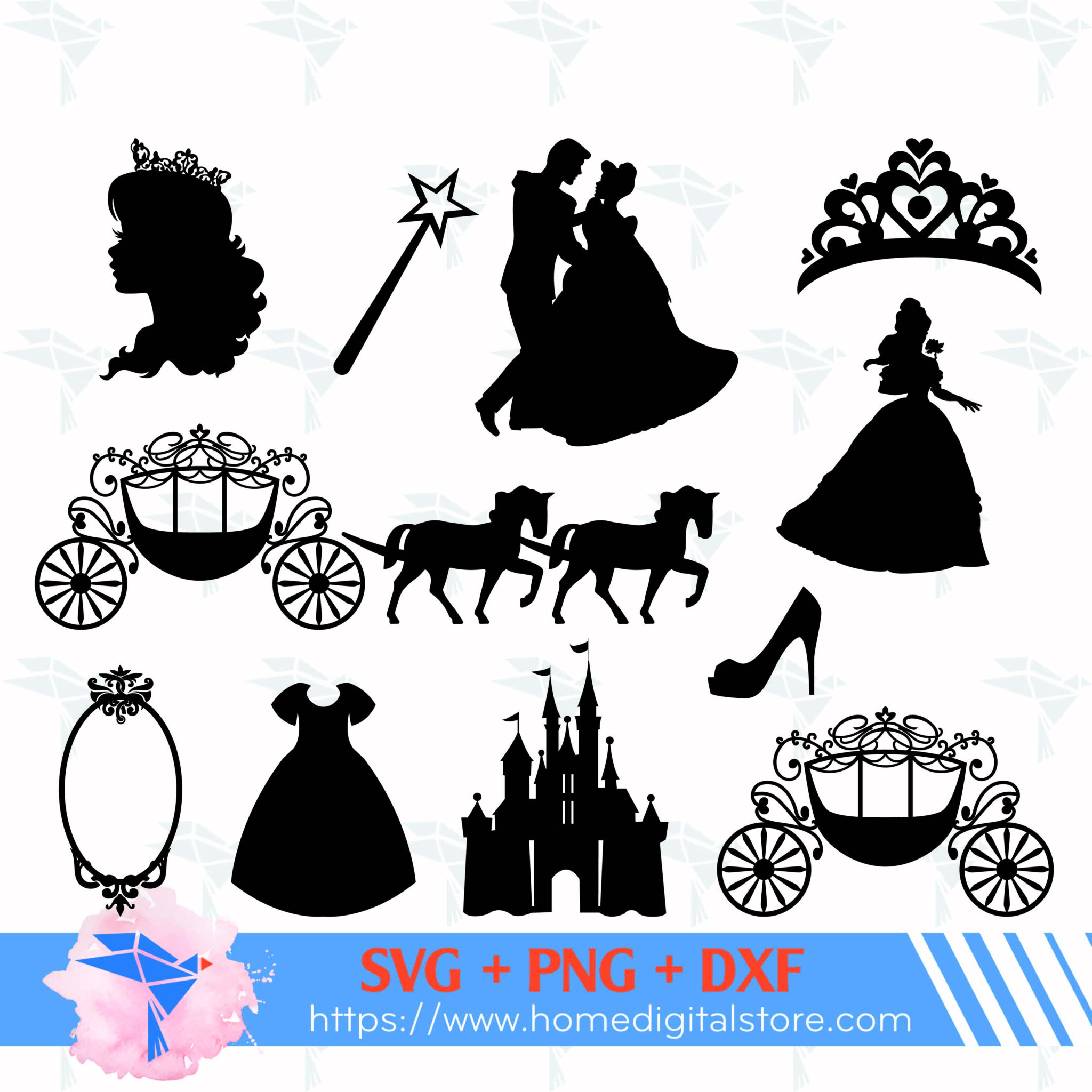 Disney Princess Silhouette Svg Png Dxf 