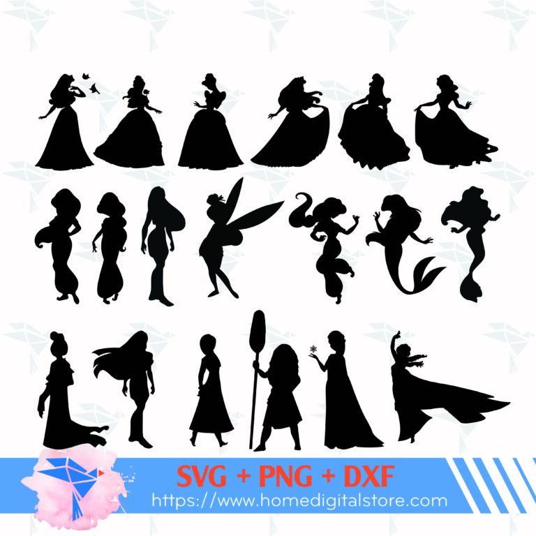 Disney Princess SVG, PNG, DXF for Cutting, Printing, Designing or more