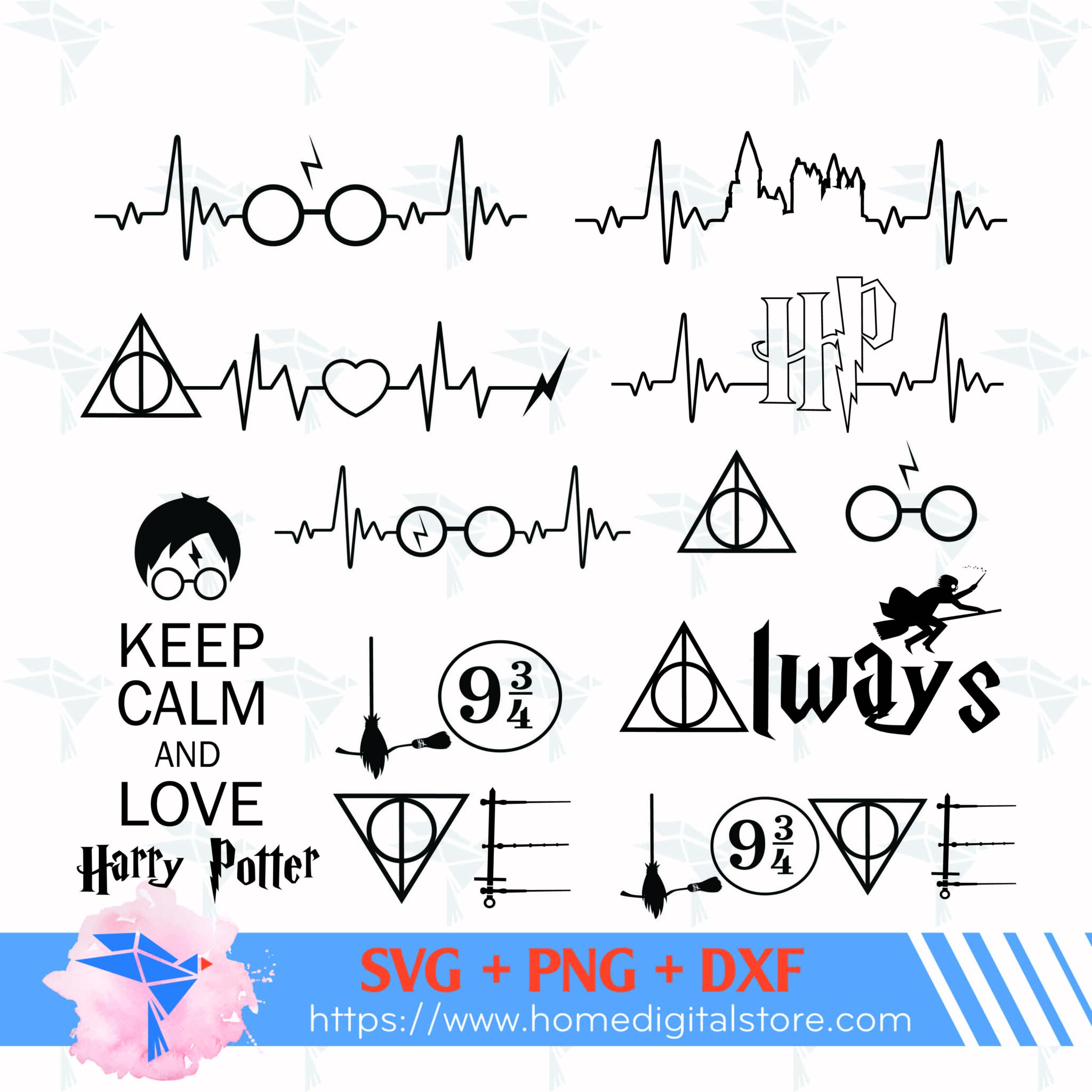 Harry Potter Heartbeat SVG, PNG, DXF