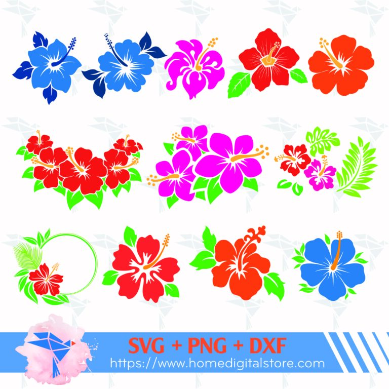 Hibiscus SVG, PNG, DXF