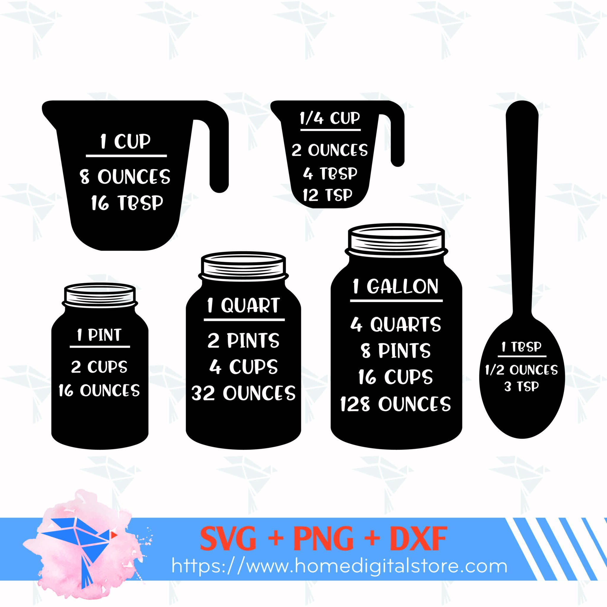 Measuring Cheat Sheet SVG, PNG, DXF