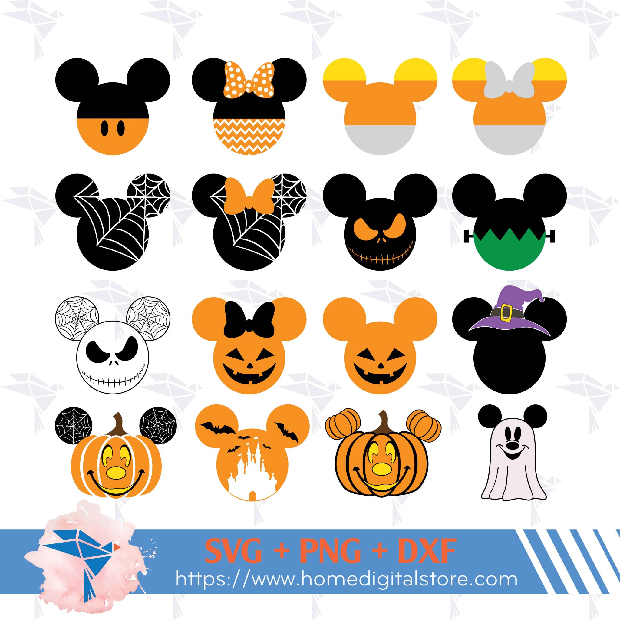 Mickey Head Halloween SVG, PNG, DXF