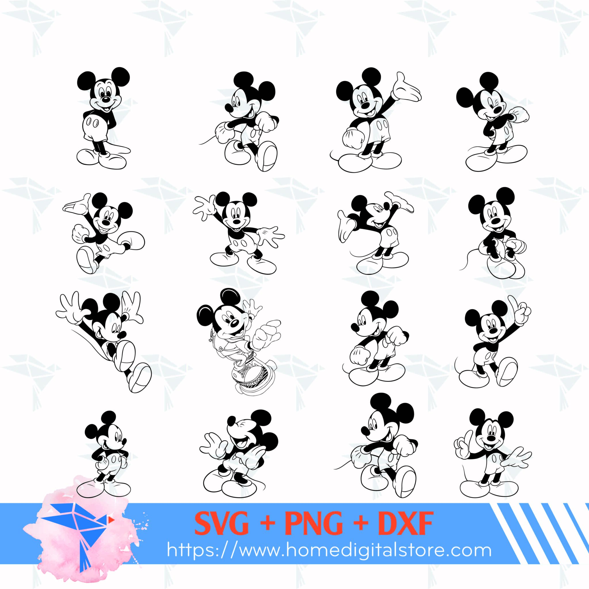 Mickey Mouse Outline SVG, PNG for Cutting, Printing, Designing or more