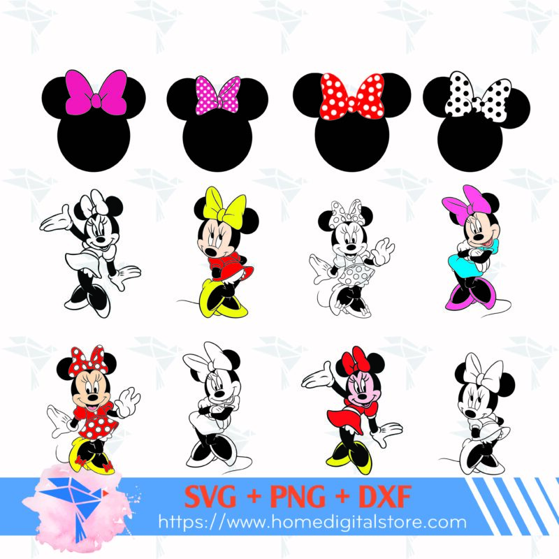 Minnie Head SVG, PNG, DXF for Cutting, Printing, Designing or more