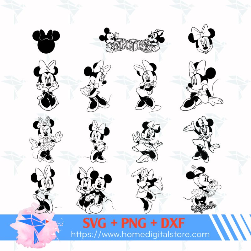 Minnie Outline SVG, PNG, DXF