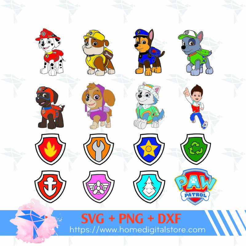 Paw Patrol Outline SVG, PNG, DXF