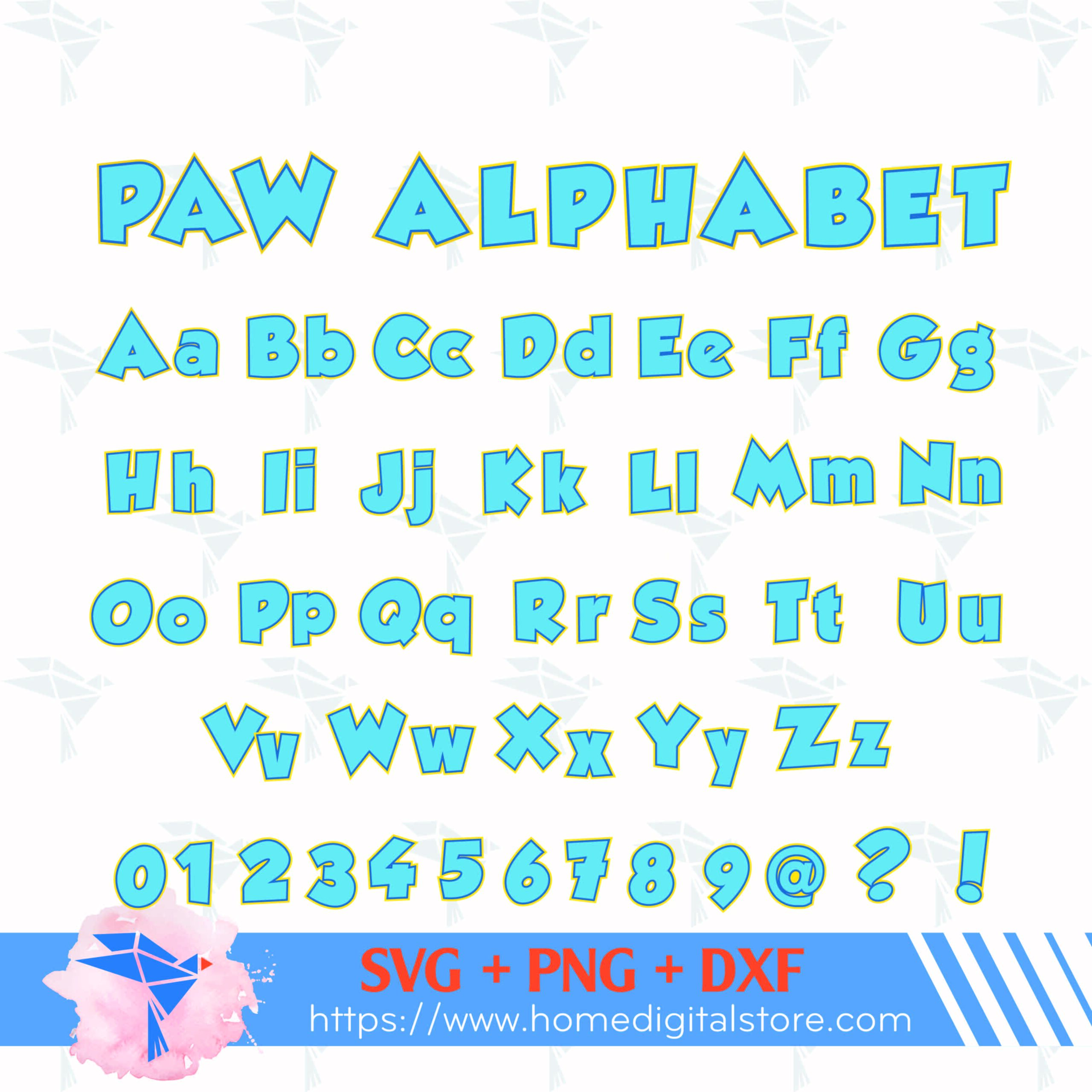 PNG,　SVG,　Alphabet　Patrol　Paw　DXF