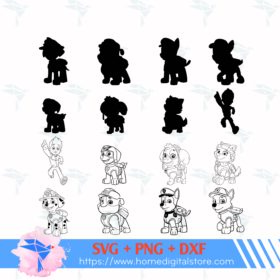 Paw Patrol Outline SVG, PNG, DXF