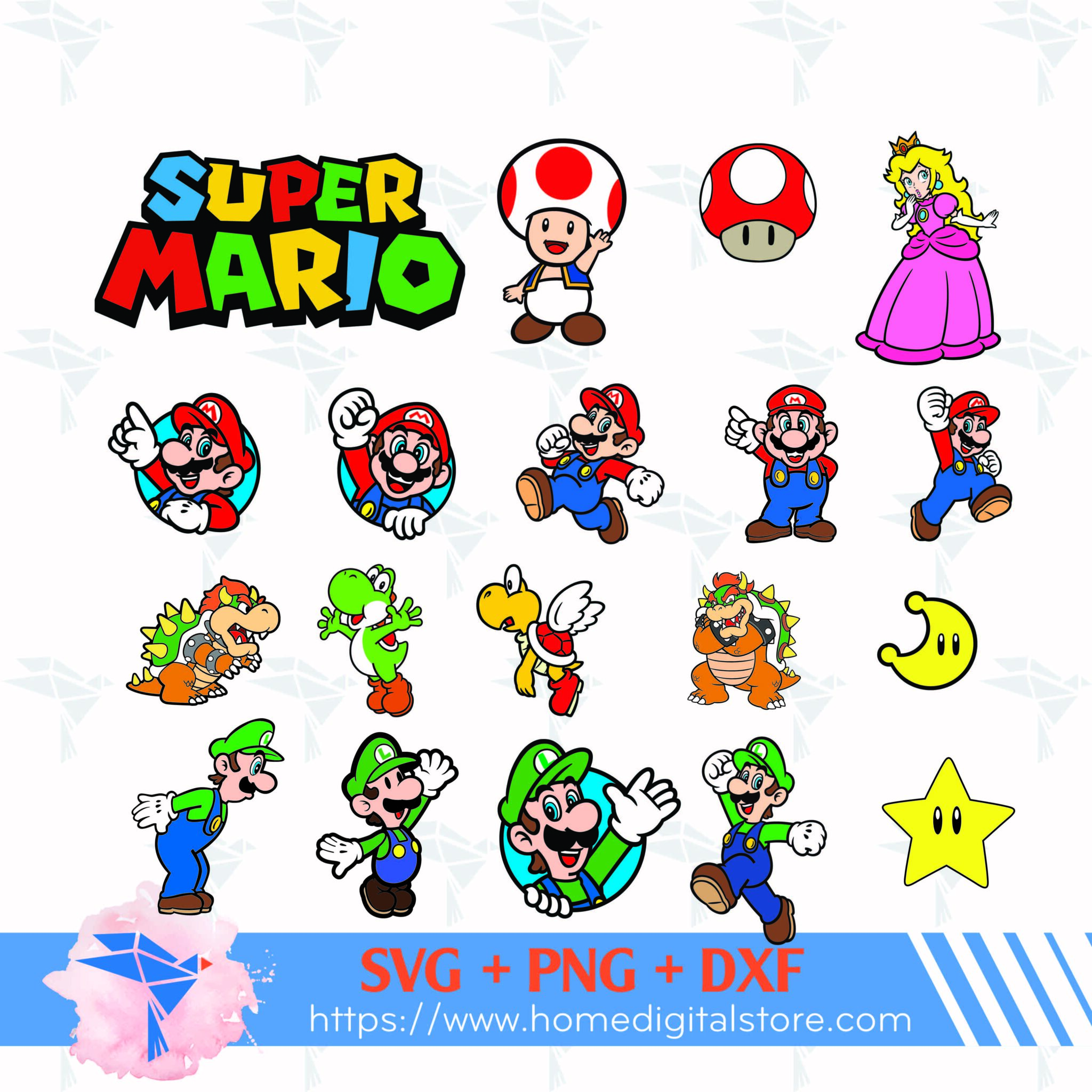 Super Mario SVG, PNG, DXF