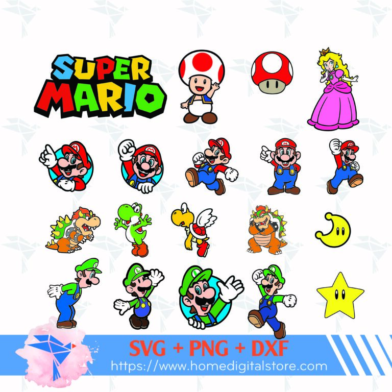 Super Mario Outline SVG, PNG, DXF