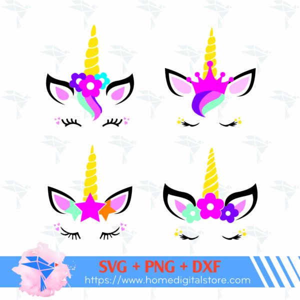 Unicorn Head SVG, PNG, DXF