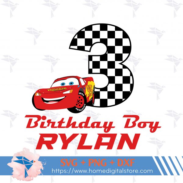 Disney Car Birthday Customized Name SVG, PNG, DXF