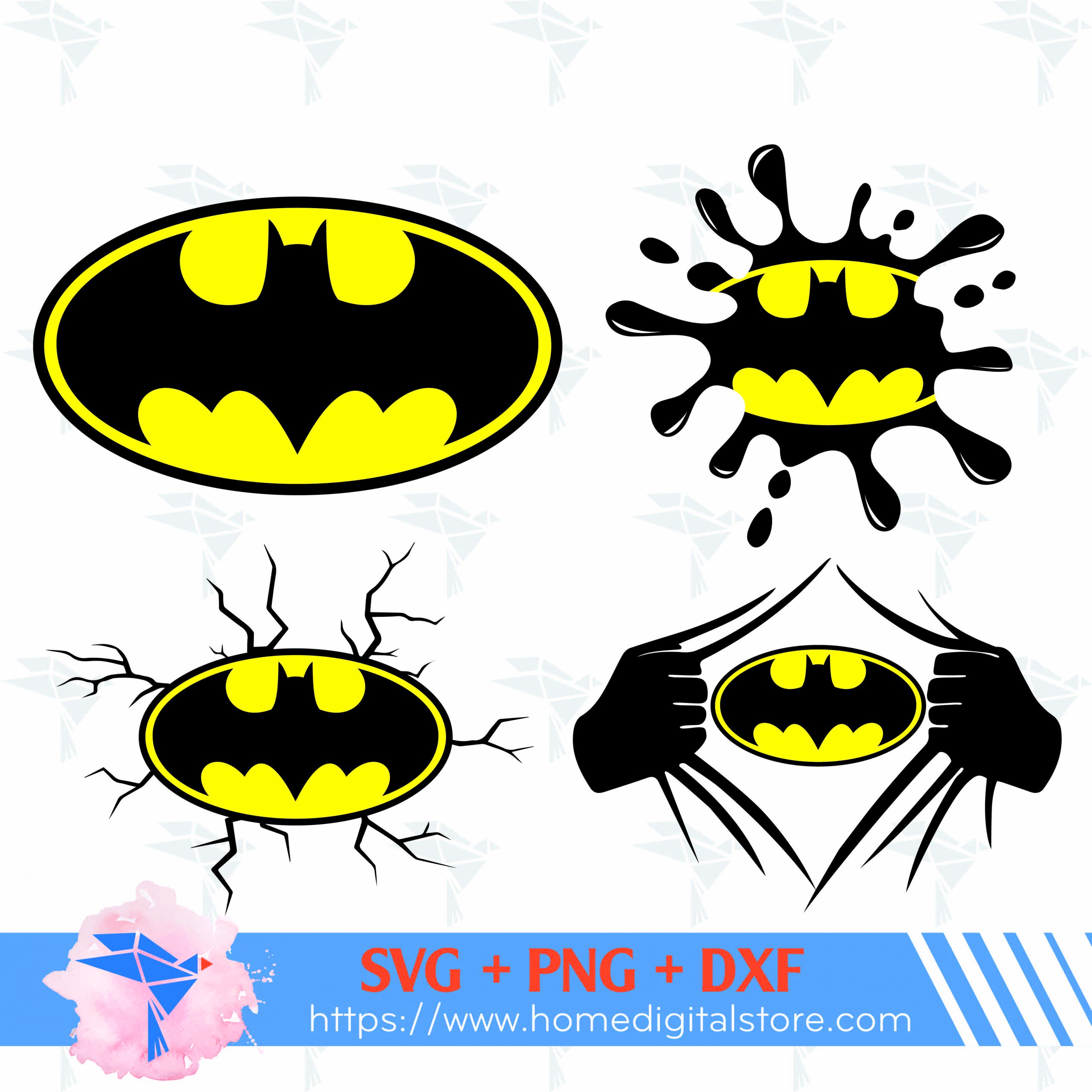 Batman Logo SVG, PNG, DXF