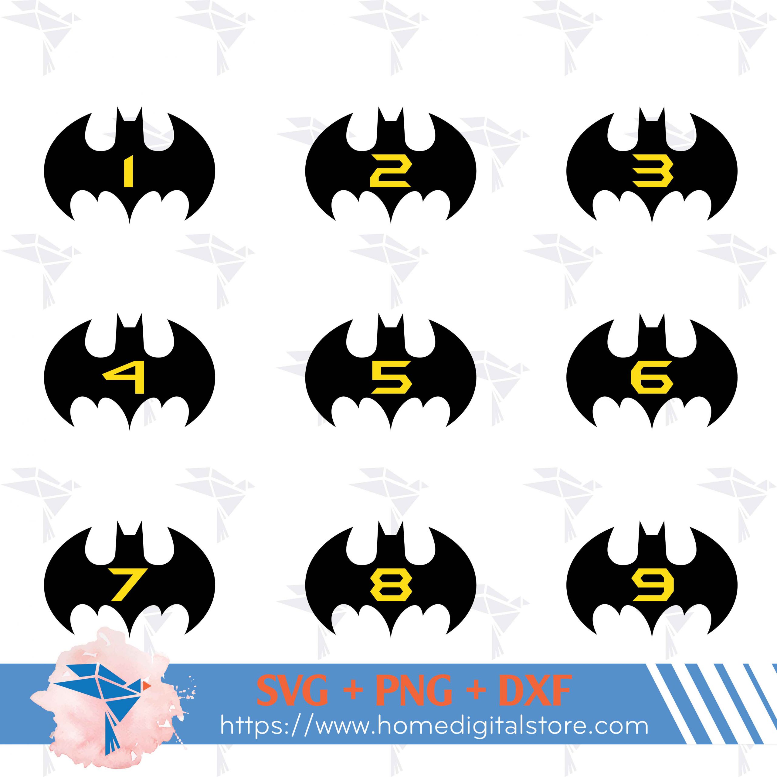 Batman Numbers SVG, PNG, DXF