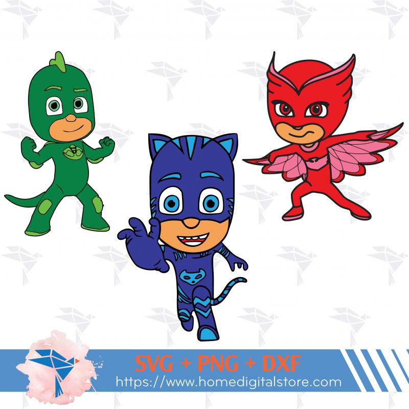 PJ Mask SVG, PNG, DXF for Cutting, Printing, Designing or more