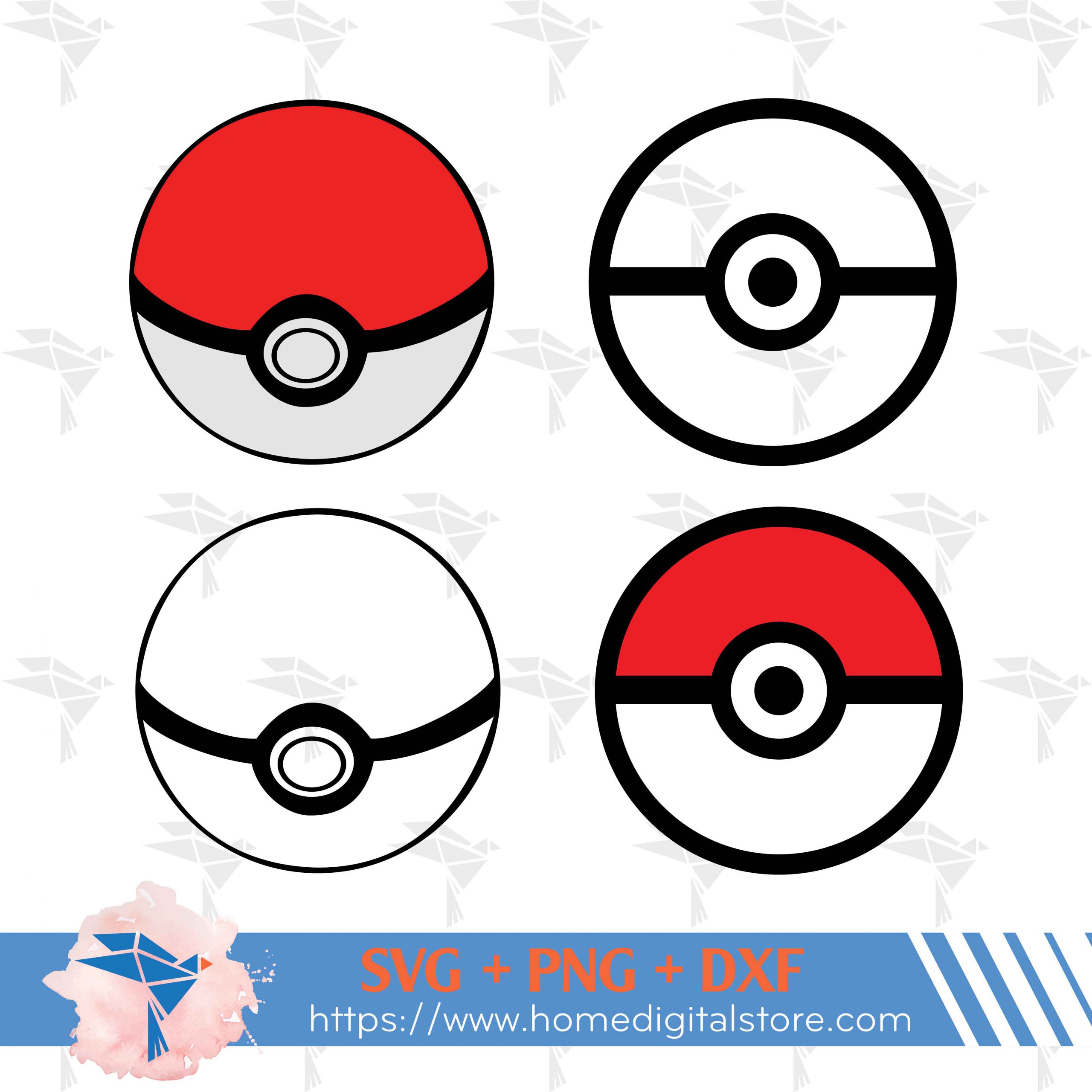 Pokemon Ball SVG, PNG, DXF Instant download files for Cricut Design Space,  Silhouette, Cutting, Printing, or more