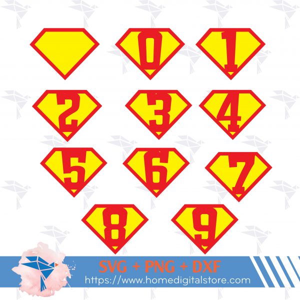 Superman Numbers Svg Png Dxf