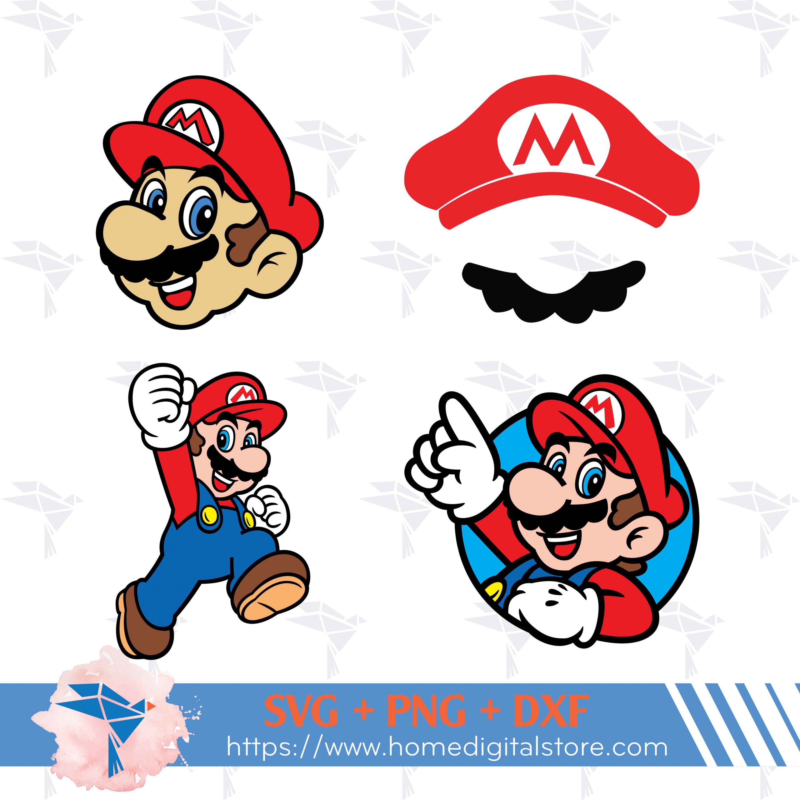 Super Mario Head SVG, PNG, DXF for Cutting, Printing, Designing