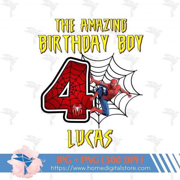 4th Birthday Boy Spiderman SVG, PNG, DXF