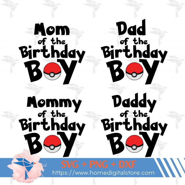 Birthday Boy Pokemon Family SVG, PNG, DXF