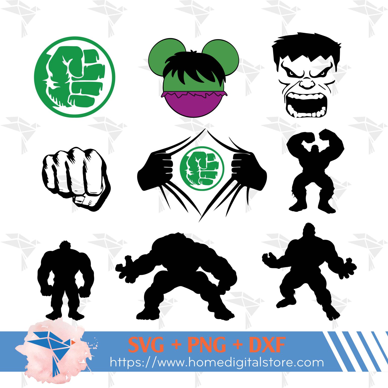 Hulk Face SVG, PNG, DXF